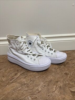 Converse White High Top Platform Sneakers
